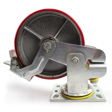 8 inch heavy duty spring loaded casters with brake